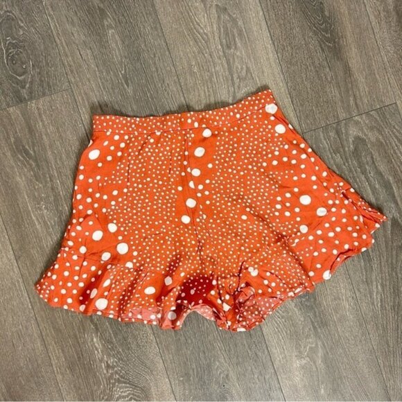 Anthropologie Fifth Label Peppers Shorts high rise waist Polka Dots Ruffles Red - Picture 5 of 16